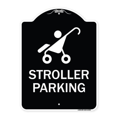 SIGNMISSION Reserved Stroller Parking W/ Graphic Heavy-Gauge Aluminum Sign, 24" x 18", BW-1824-22985 A-DES-BW-1824-22985